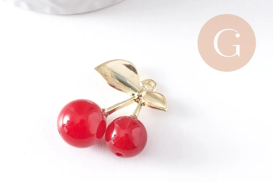 Gingerlily G10339 pendentif cerise doré rouge 33mm