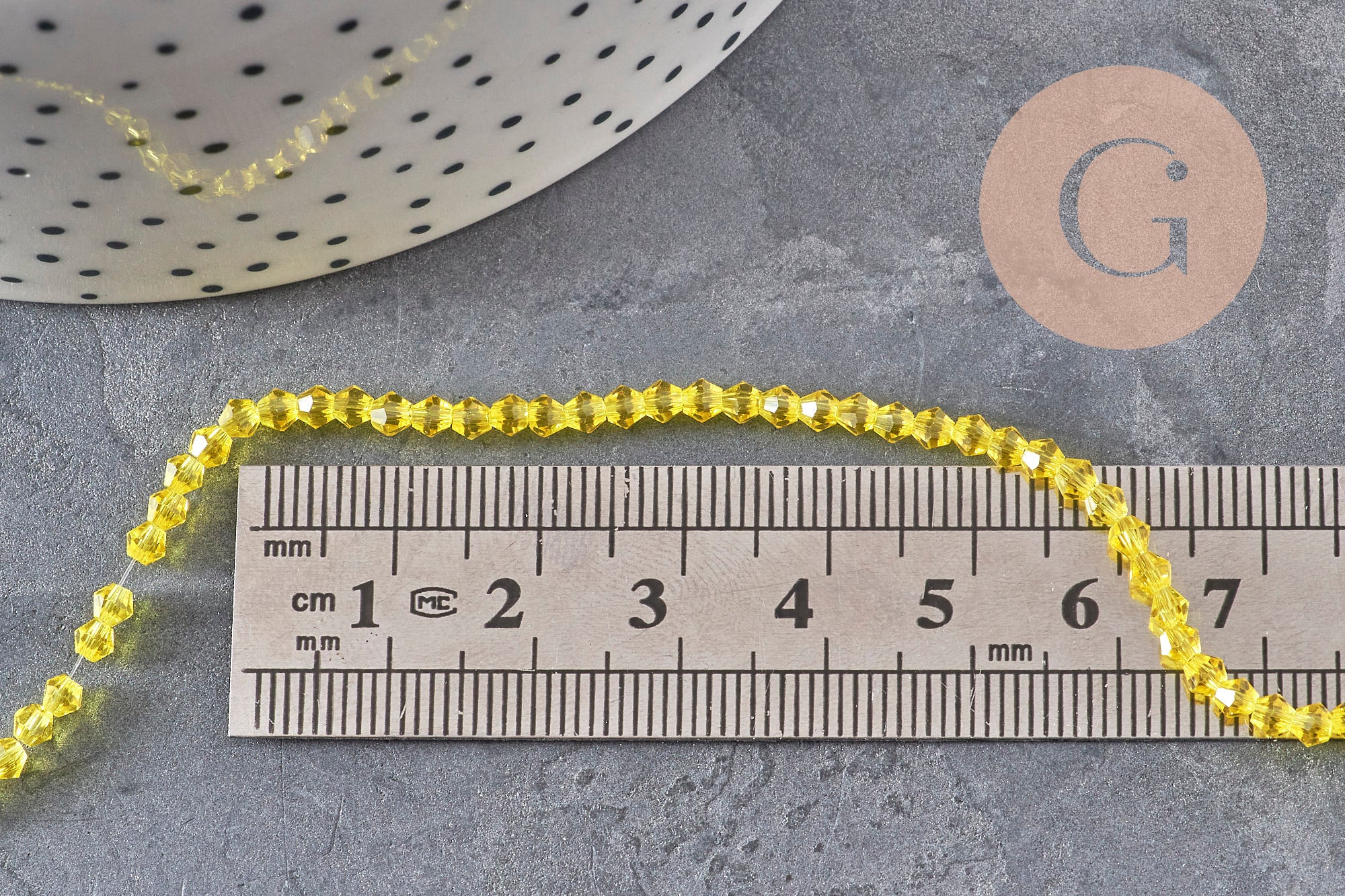 Gingerlily perles cristal toupies G11110 jaune transparent 3mm fil 38cm