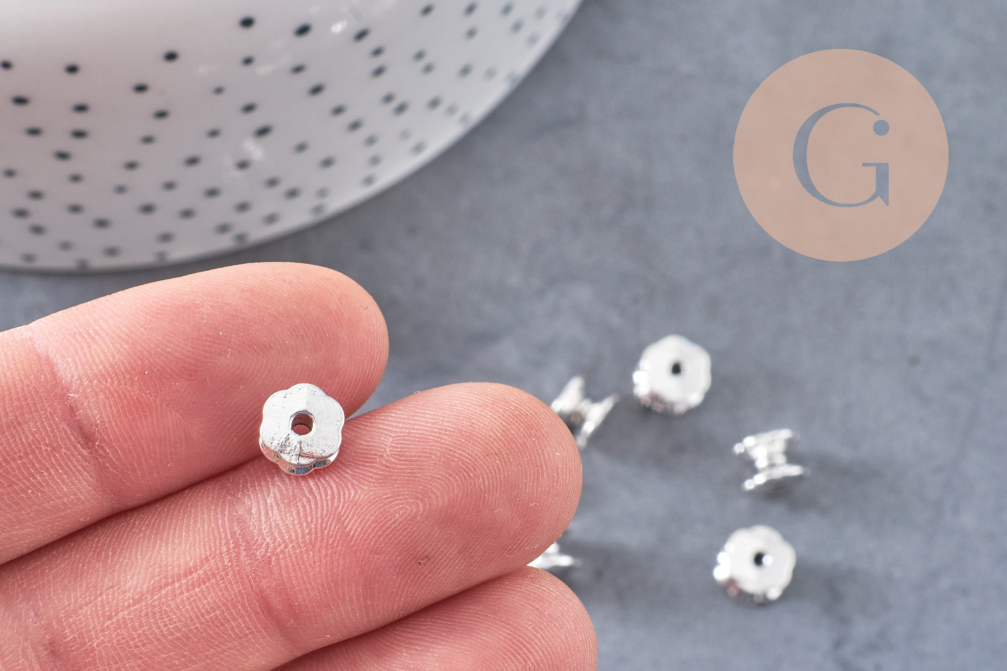 Gingerlily Perles DIY tube bobine argent vieilli 7mm x10