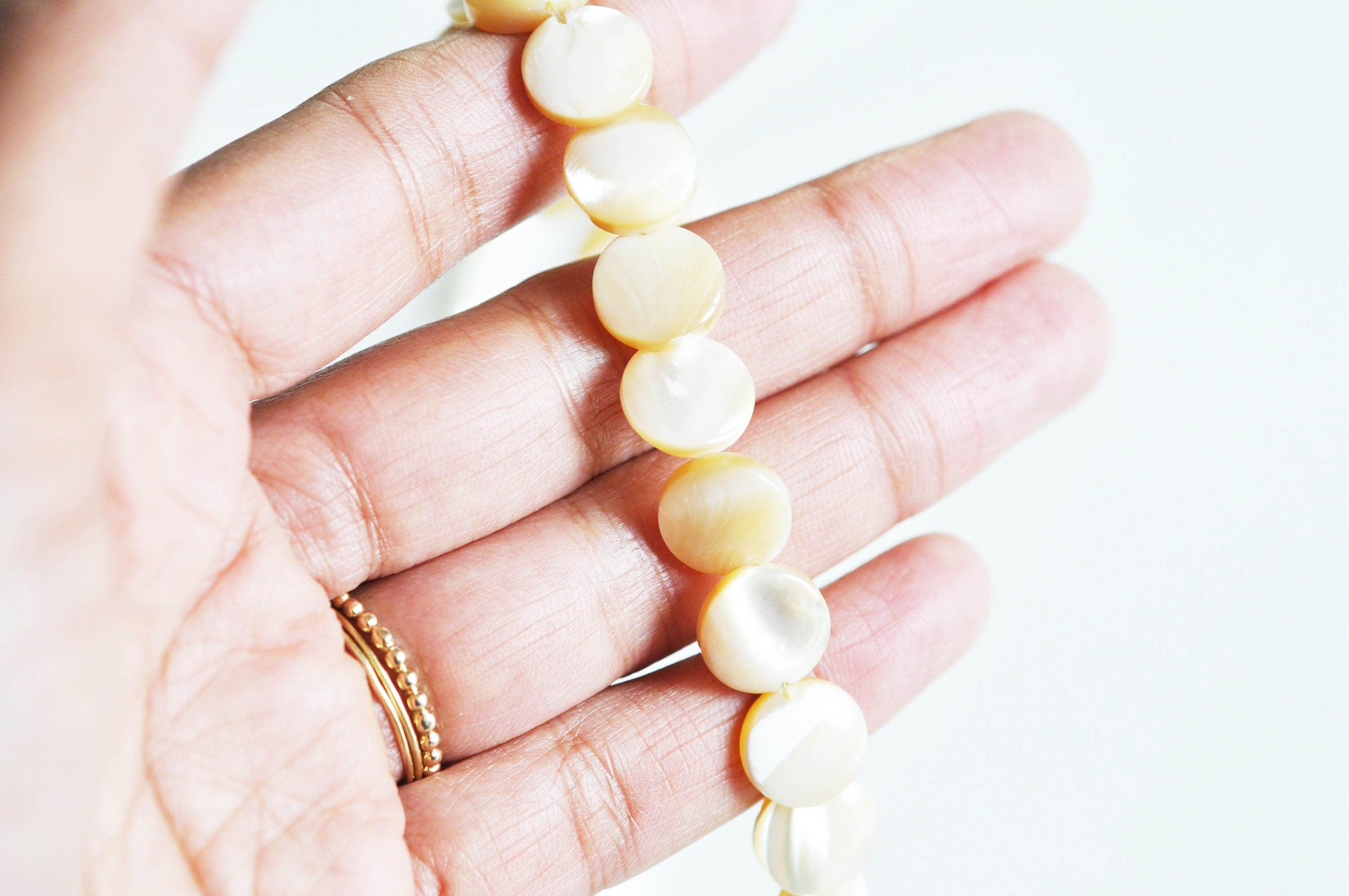 Gingerlily G1629 perles nacre blanche ovale 14 mm x5