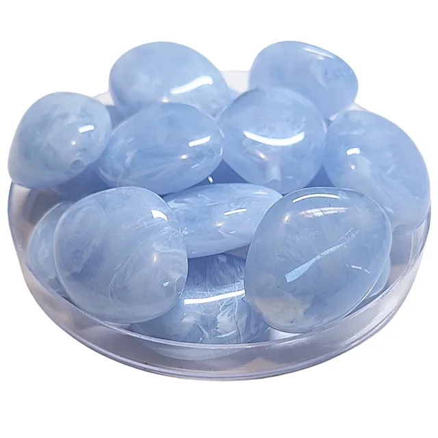 ARTSHOP Galets TIKA 30MM perle bleu ciel marbré x10