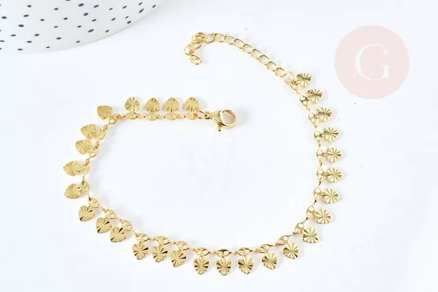 Gingerlily Bracelet G8080 laiton doré maille pastille 17,5cm x1