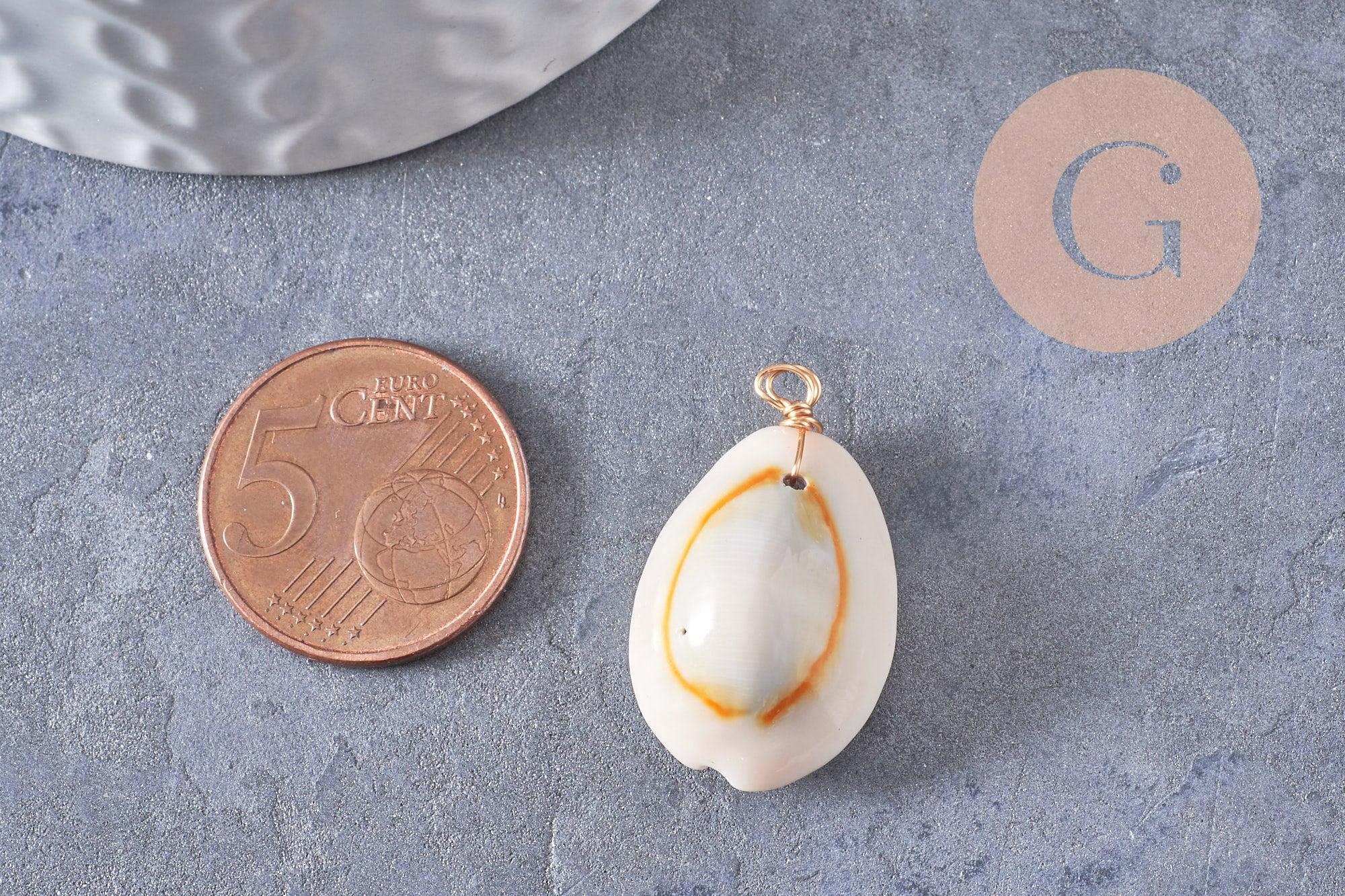 Gingerlily Pendentifs DIY G10319 cauri beige 24-32mm x2