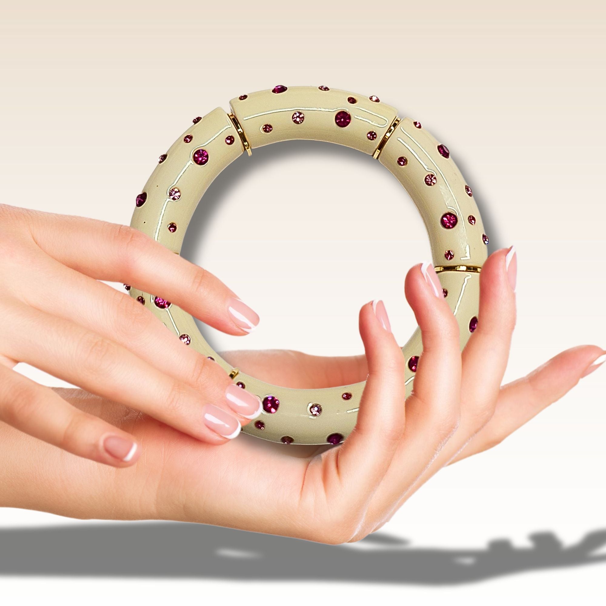 ARTSHOP Strass & Émaillés 423 tube ivoire spinelle rose
