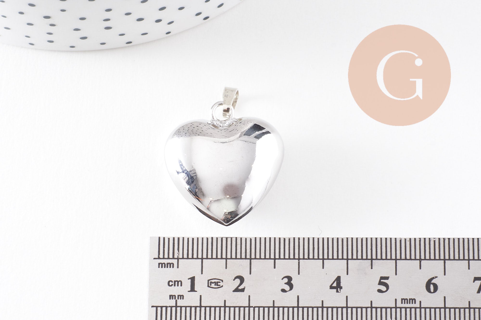 Gingerlily G9889 pendentif bola coeur 26.5mm argent platine