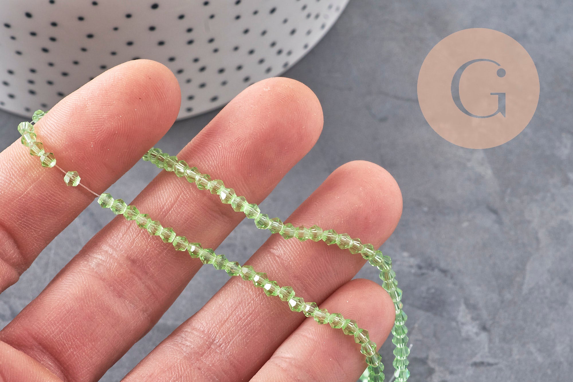 Gingerlily Perles pour bijoux DIY toupies G11111 vert transparent 3mm fil