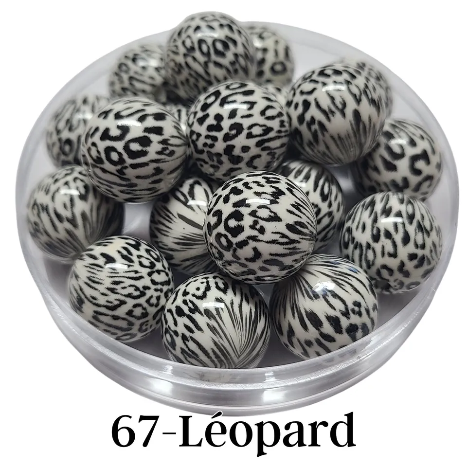 ARTSHOP Boules 20MM 67 perle ronde léopard x1