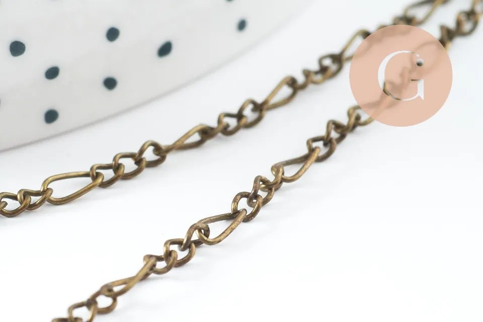 Gingerlily Chaînes maille figaro fer bronze 3-7 mm 5 m