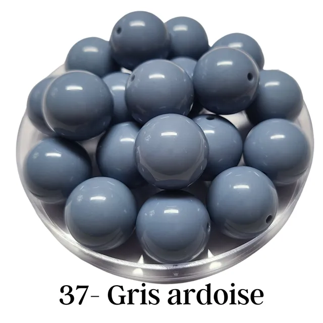 ARTSHOP Boules 20MM 37 Gris ardoise perles acryliques lot 10 brillantes