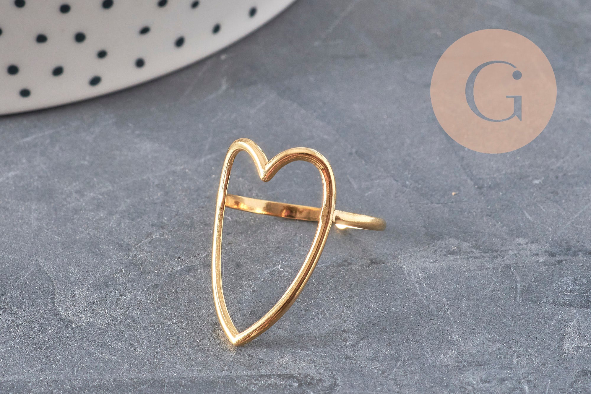 Gingerlily Bague coeur G11294 doré taille 57 support résine