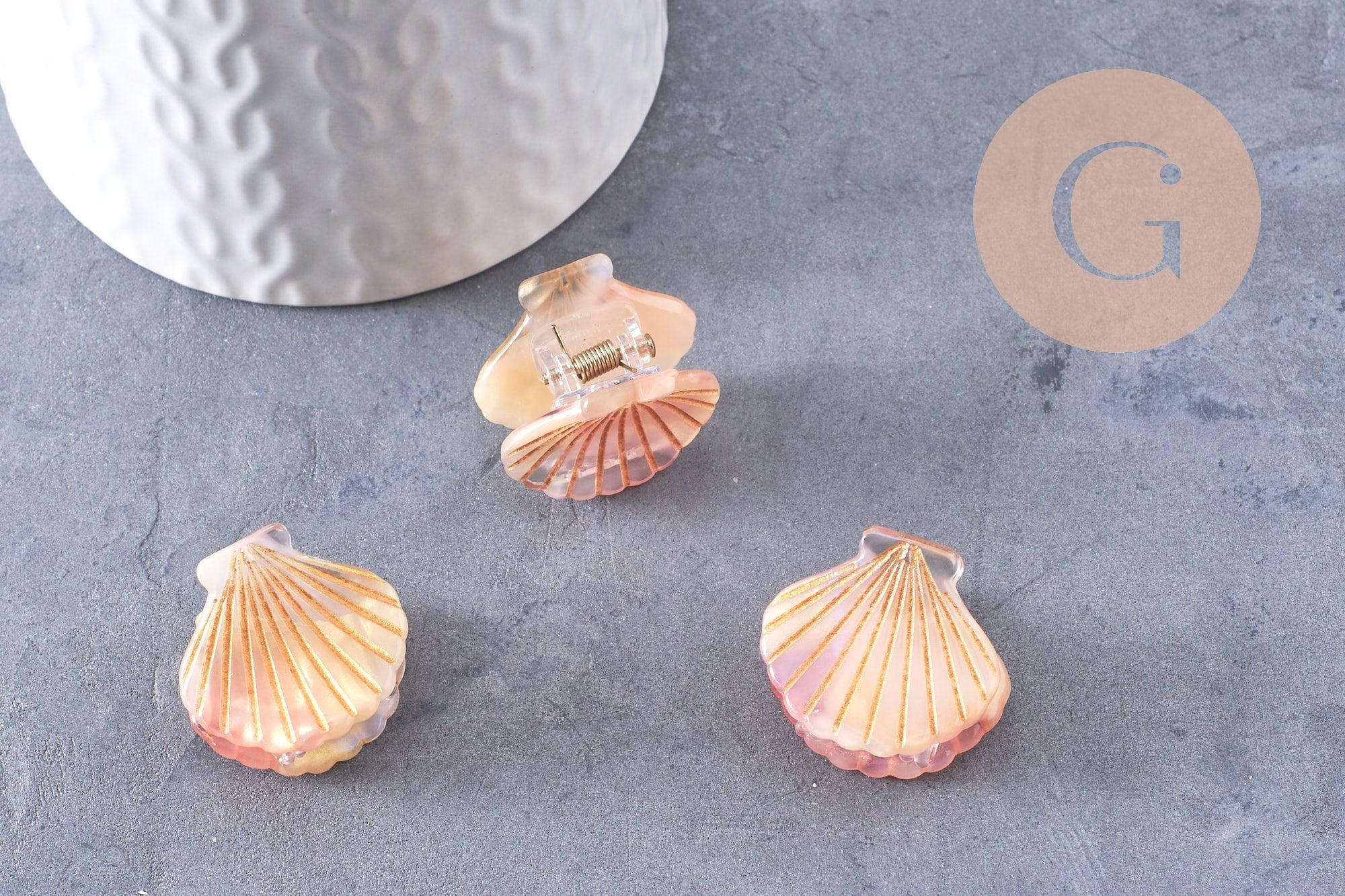 Gingerlily Perles pince cheveux acétate orange doré 26mm x1