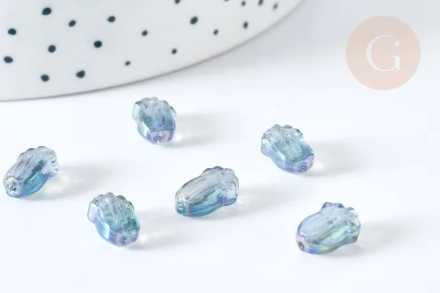Gingerlily G8108 perles fleur verre bleu violet x10 11mm