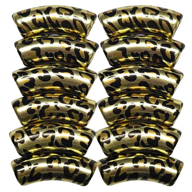 ARTSHOP Tubes DESIGN 377 perle tube incurvé léopard gold 12mm x1