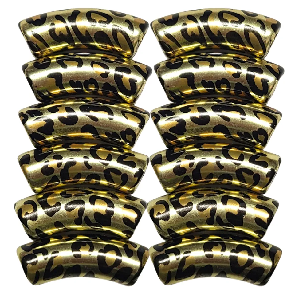 ARTSHOP Tubes DESIGN 377 perle tube incurvé léopard gold 12mm x1