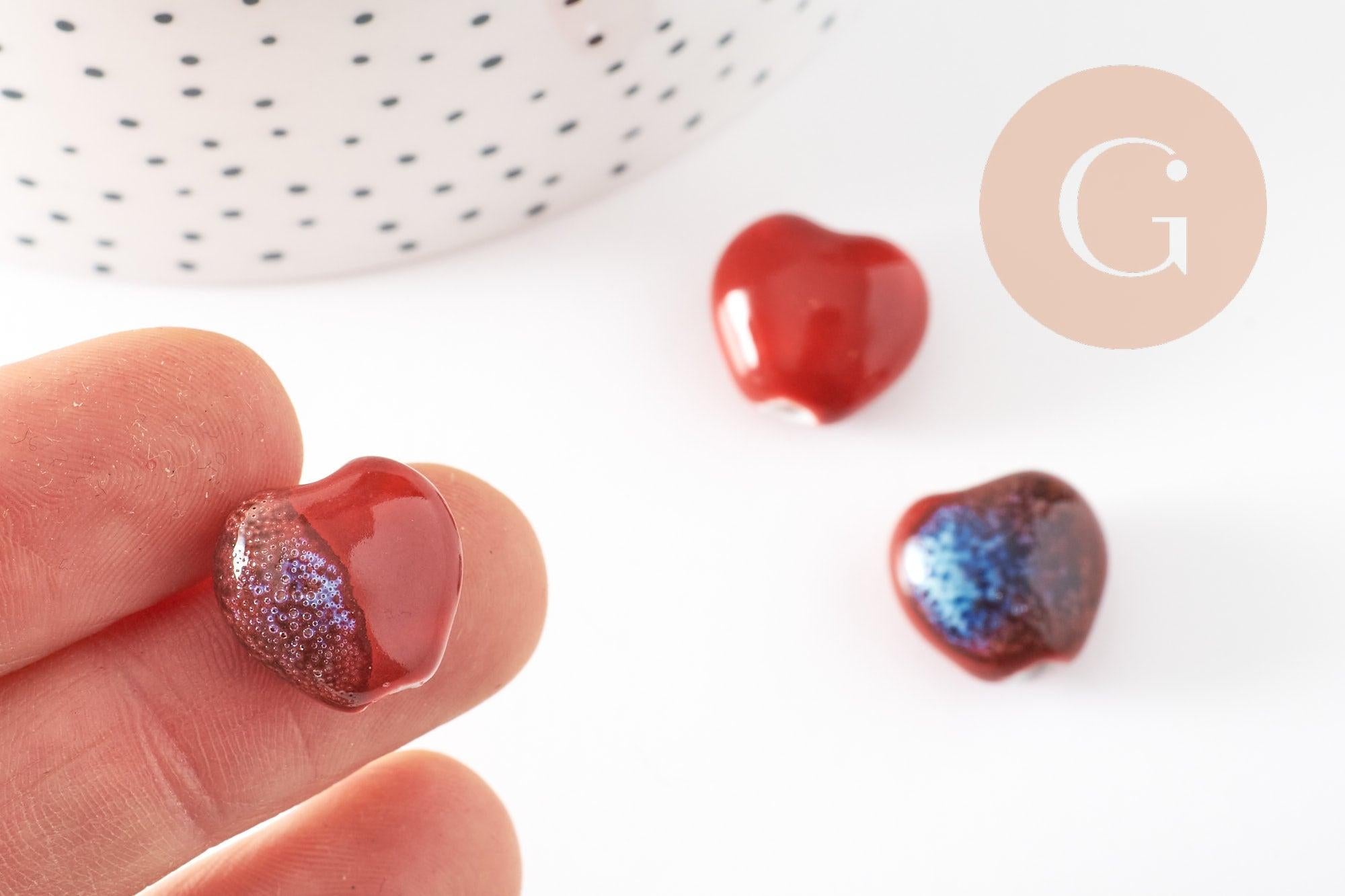 Gingerlily G9349 perles coeur porcelaine rouge x5 12mm