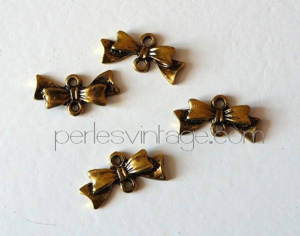 Gingerlily pendentif nœud doré 2cm x10 vieil or