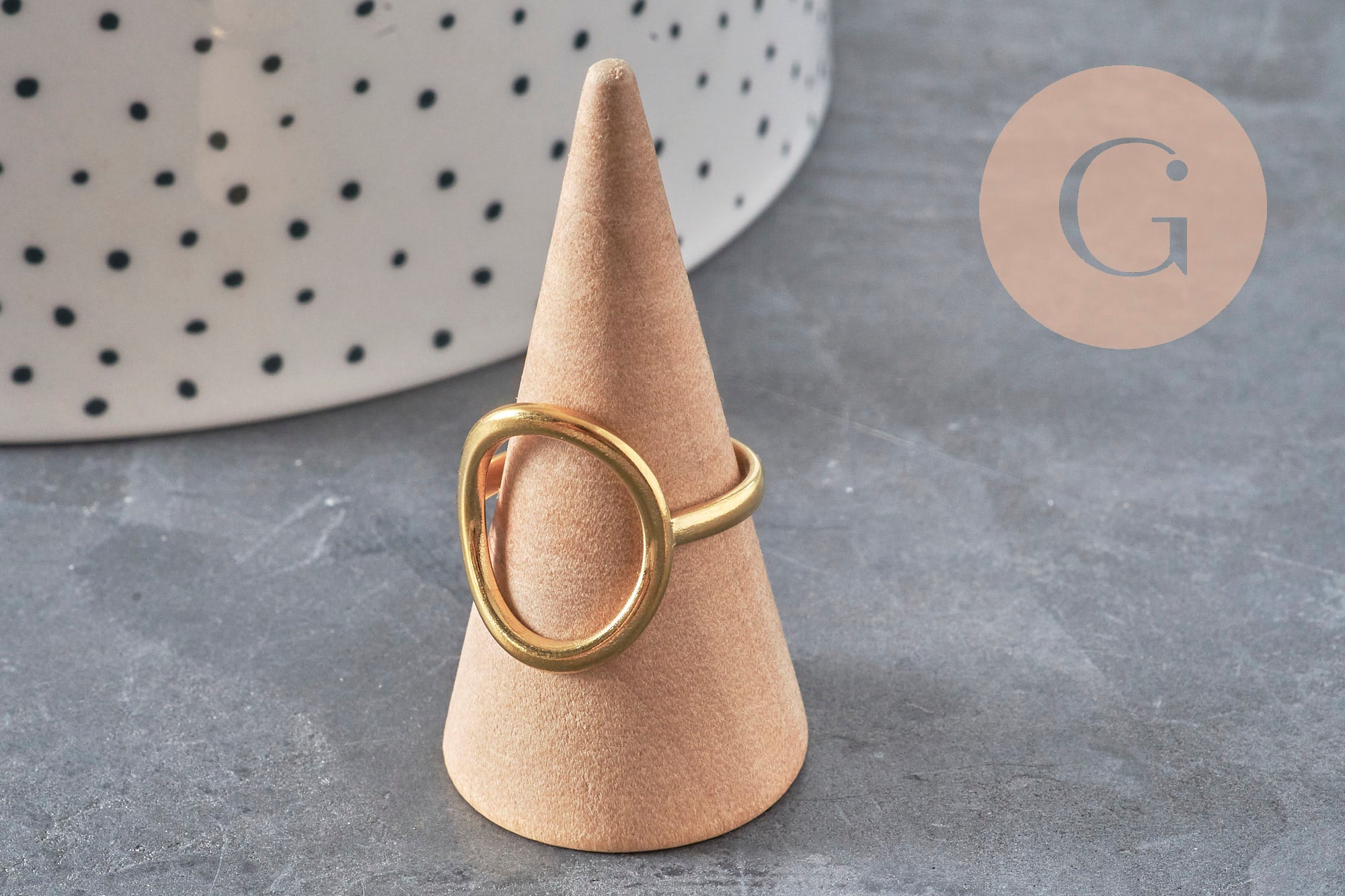 Gingerlily Bague ovale G11154 acier inoxydable doré taille 57
