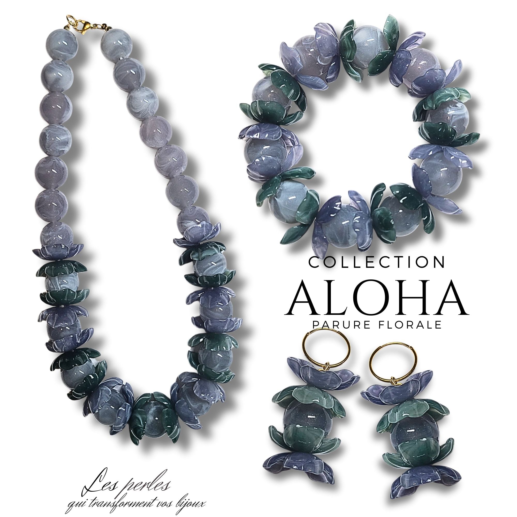 ARTSHOP Aloha Kit bracelet Orage boules 16mm + fleurs