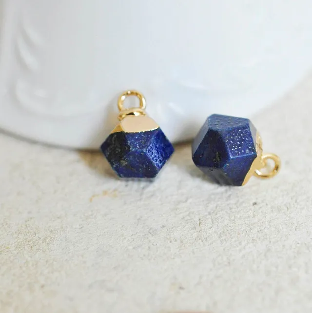 Gingerlily Pendentif hexagone lapis lazuli 11mm pierre bleue x1