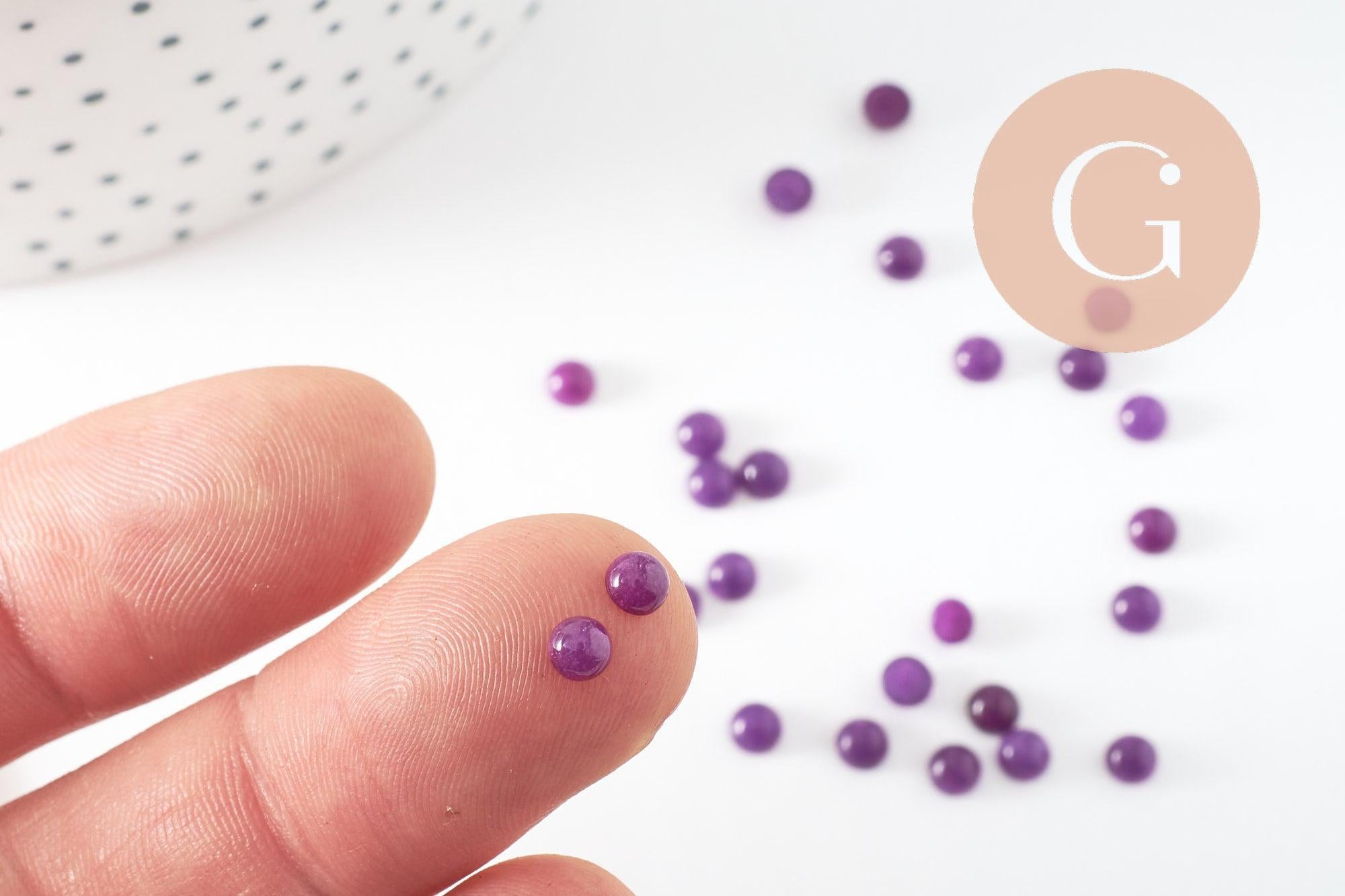 Gingerlily cabochon rond jade violet foncé 4mm x1 à coller