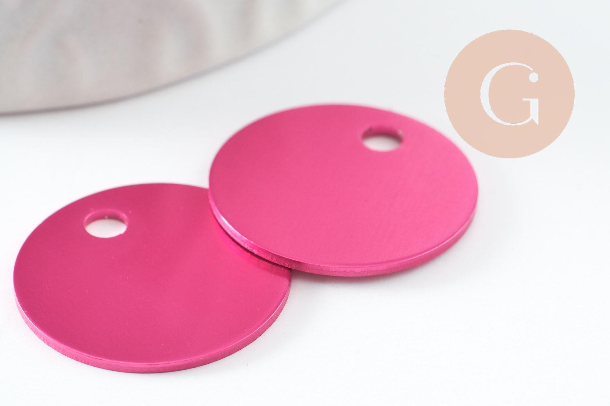 Gingerlily Pendentif rond G10186 aluminium fuchsia 20mm