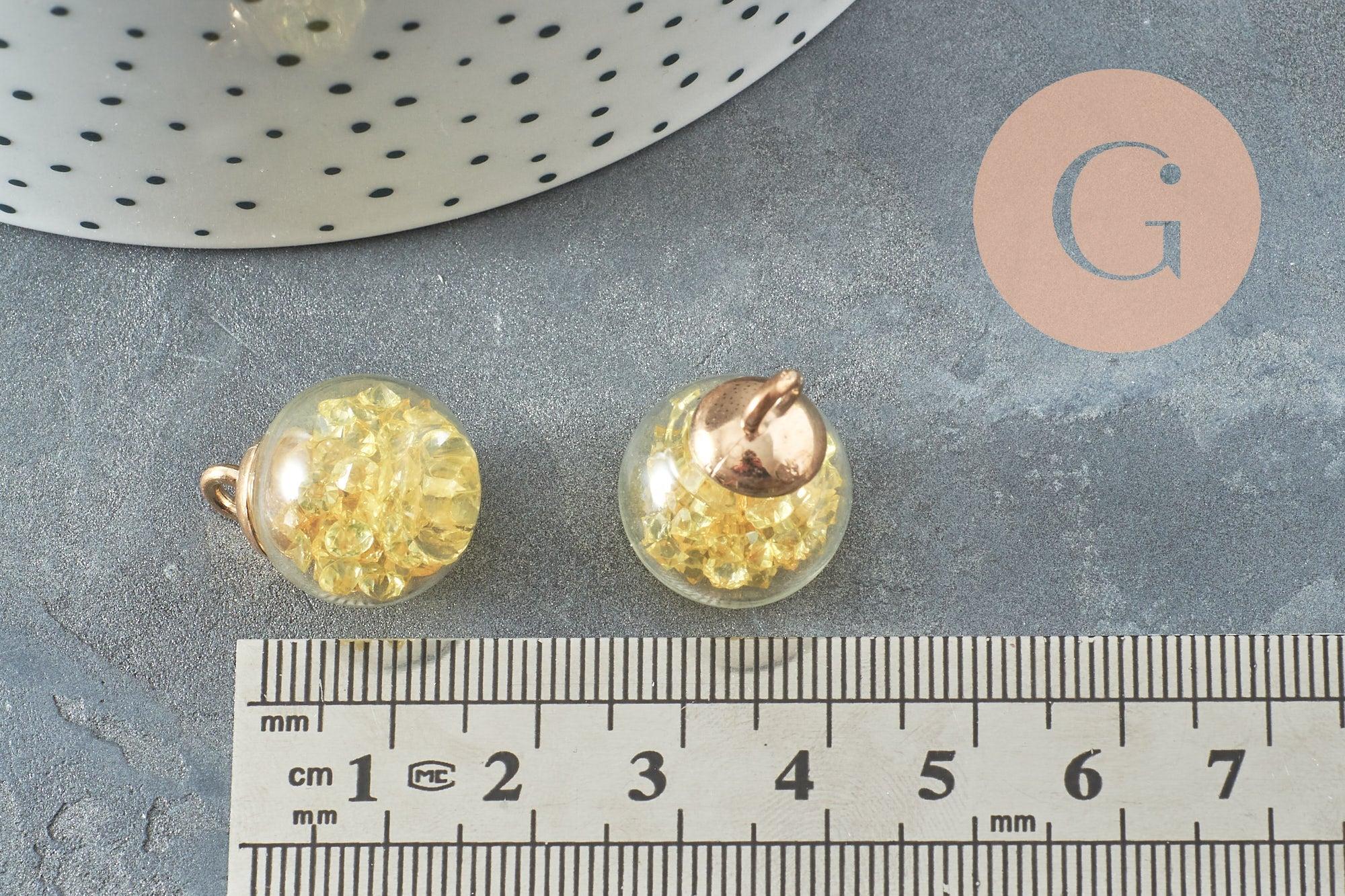 Gingerlily Perles pendentif bulle verre jaune 21mm G9751