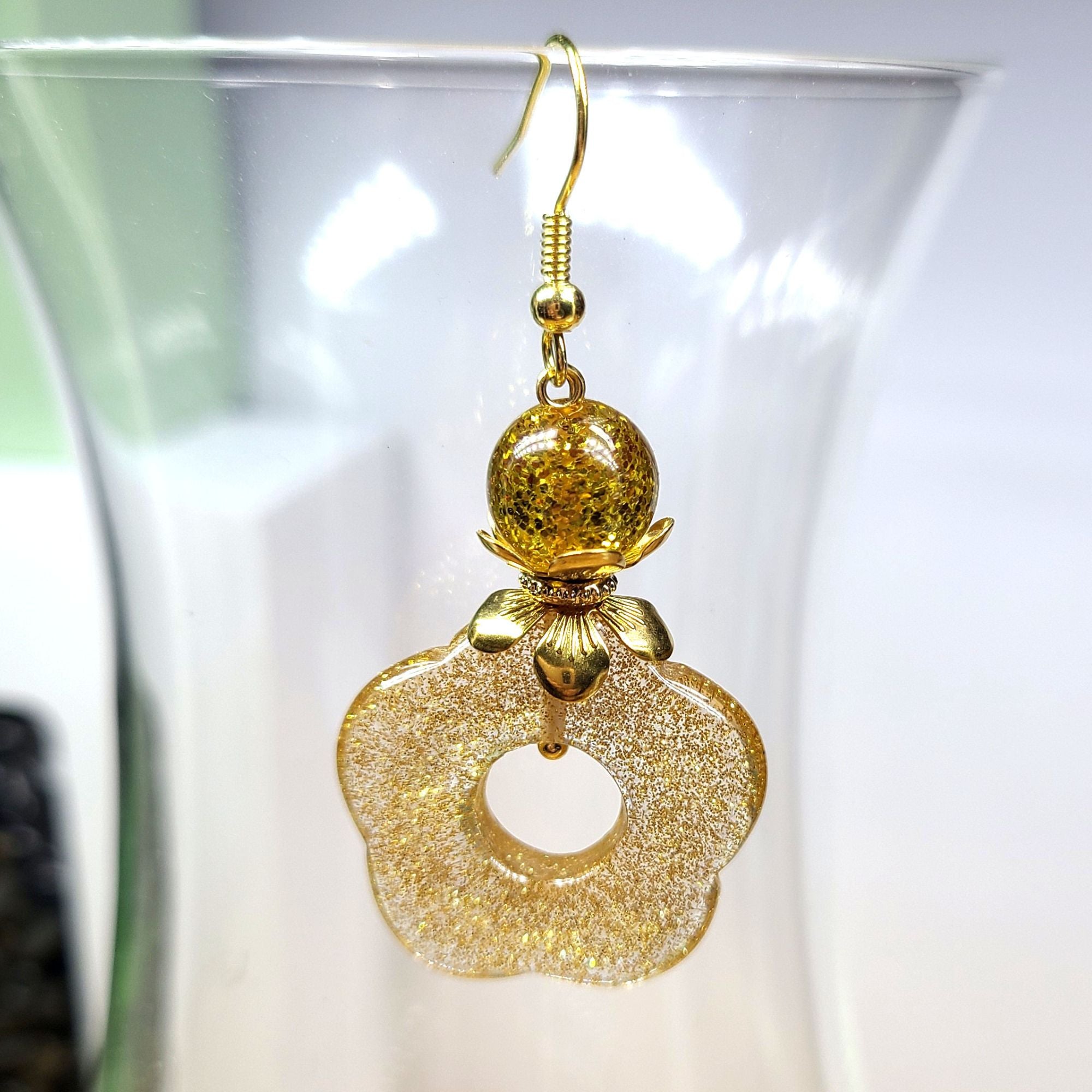 ARTSHOP Flower Power 59 pendentif fleur capucine glitter doré 26mm