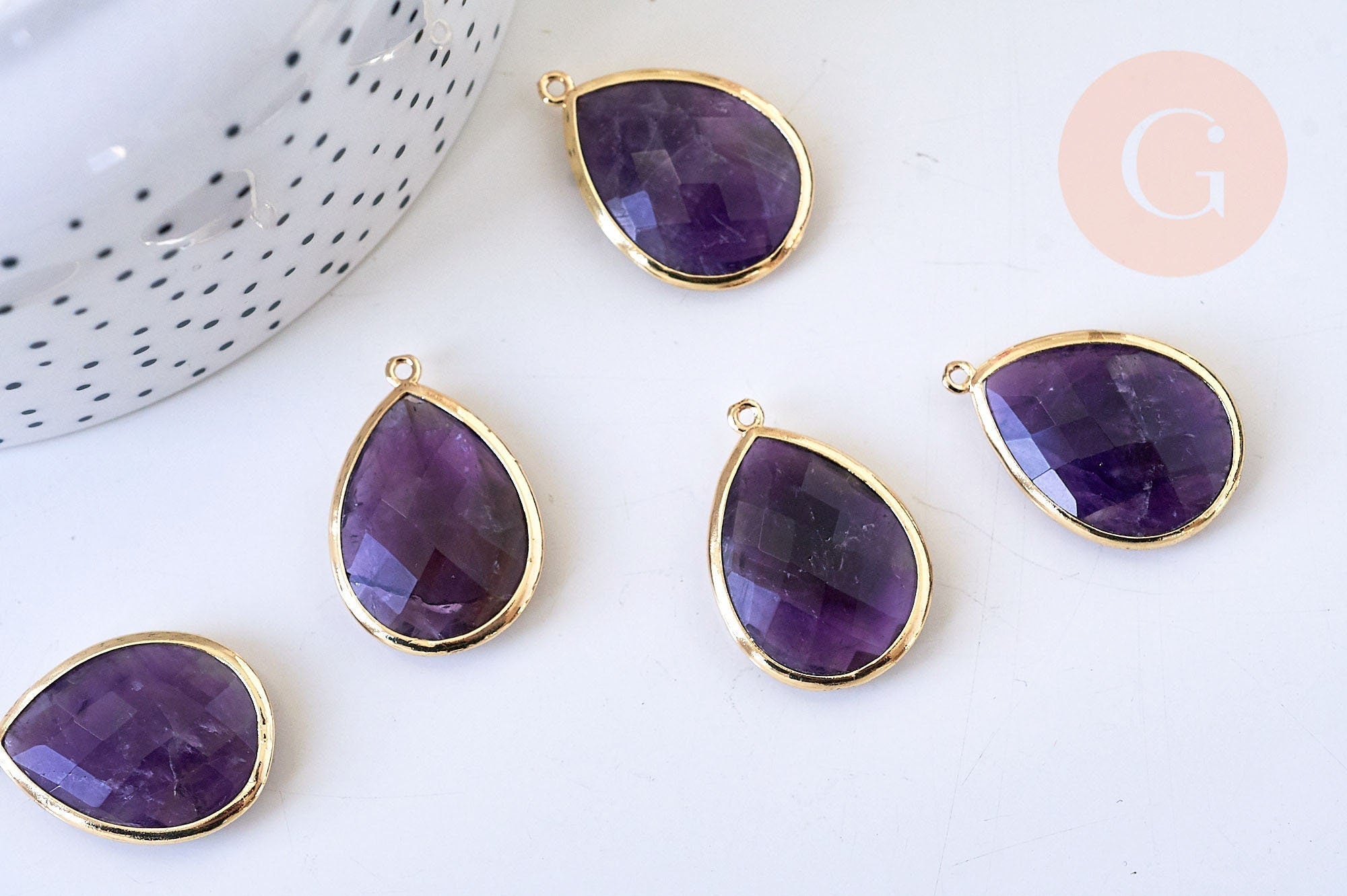 Gingerlily pendentif goutte G5626 améthyste violette 20mm