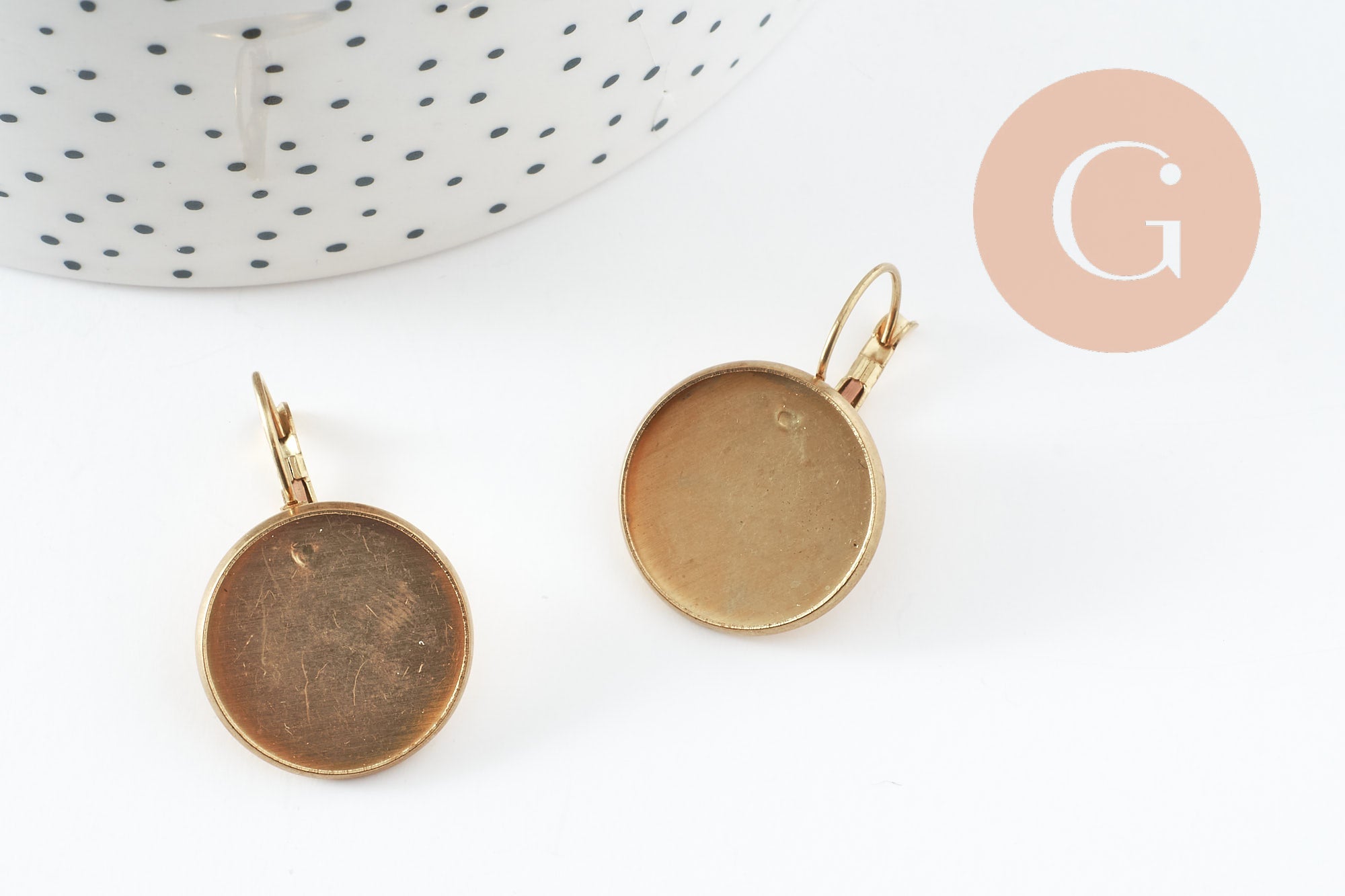 Gingerlily Supports boucles plateau laiton brut 20mm x10