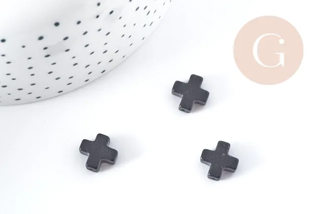 Gingerlily Perles G8280 croix onyx noir naturel 12mm x5