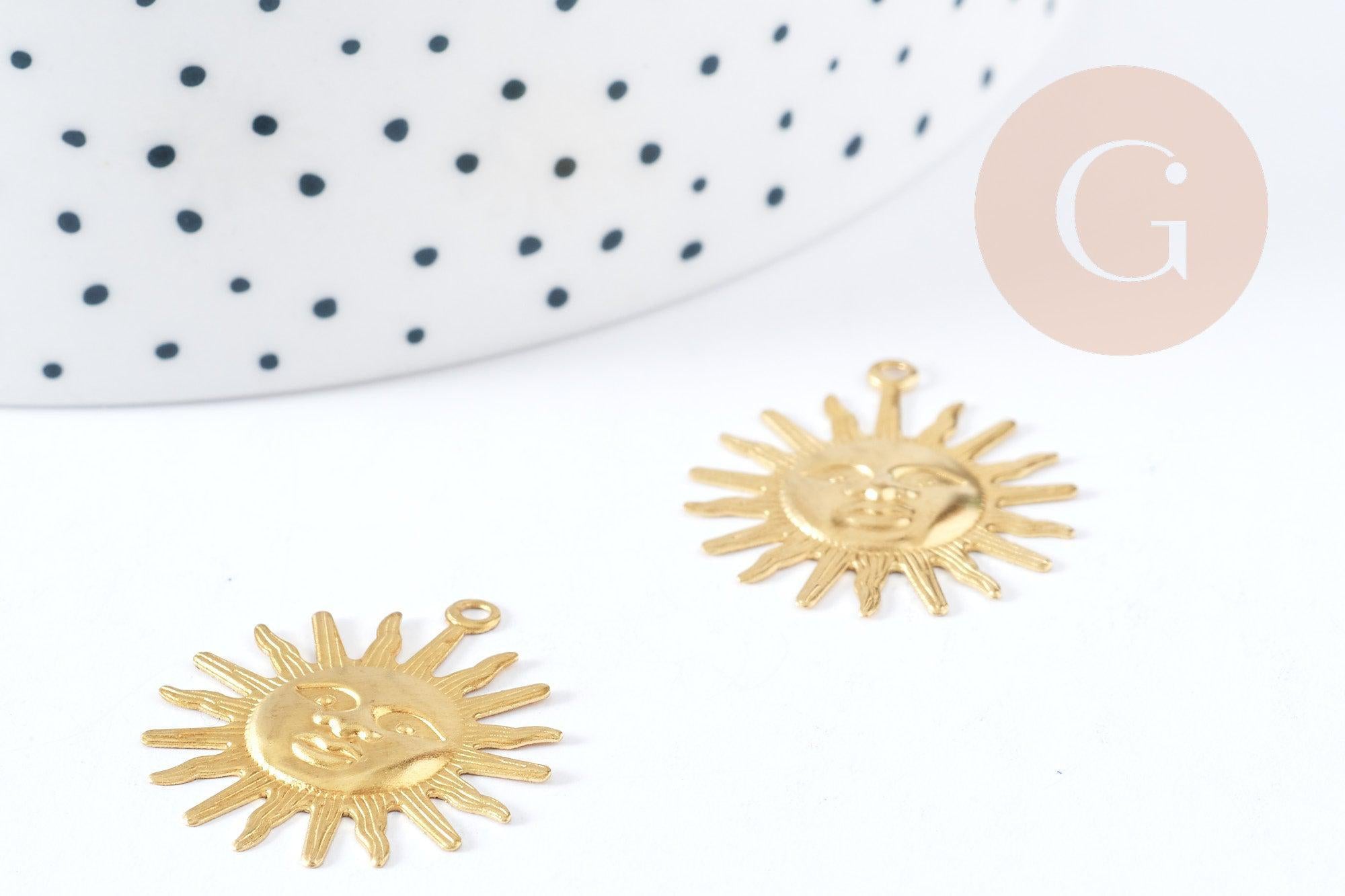 Gingerlily soleil G8840 pendentif laiton brut 25mm sans nickel