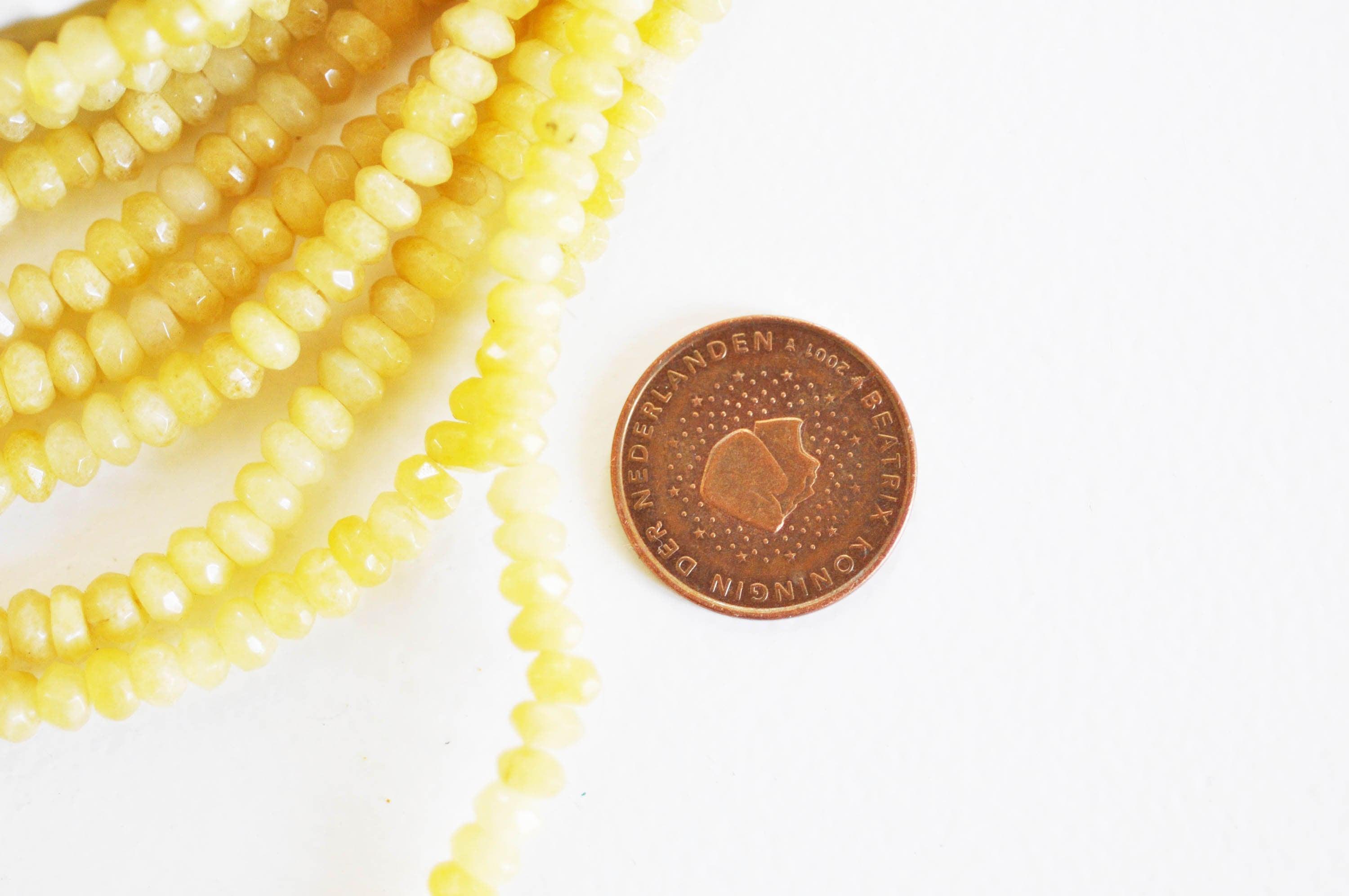 Gingerlily Perles DIY Rondelle jade G1705 perles jaune 5x3mm fil