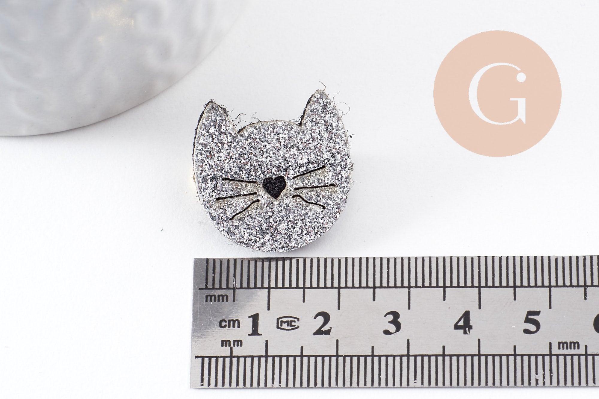 Gingerlily Broches broche chat gris paillettes 22mm x1