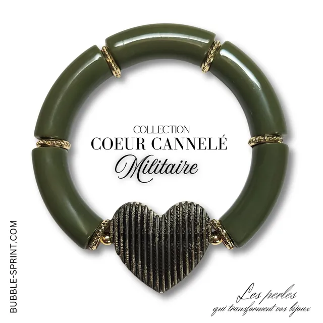 ARTSHOP CŒURS CANNELÉS bracelet militaire kit ou monté