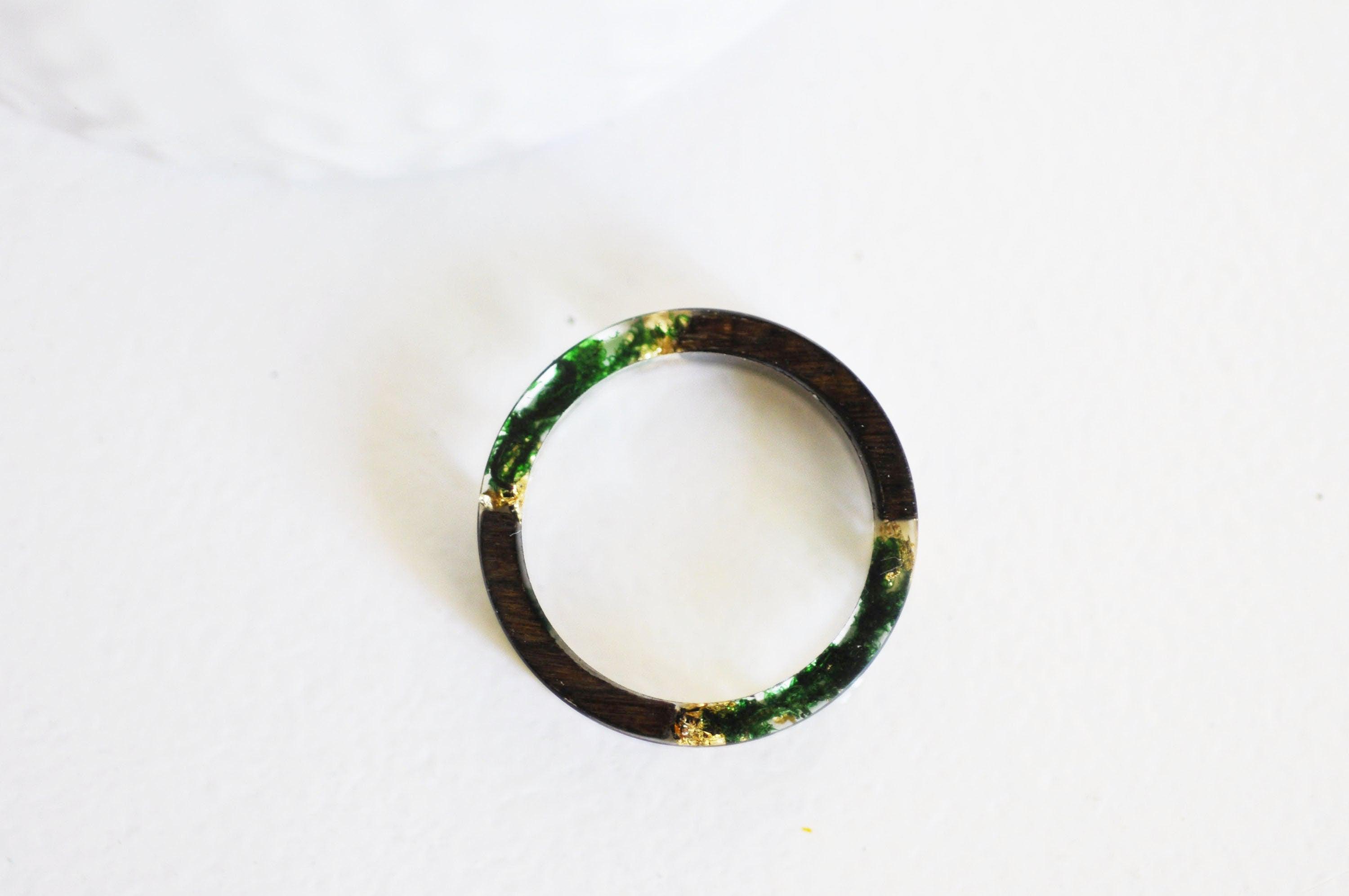 Gingerlily Perles Bague ébène résine 19mm x1 feuille or