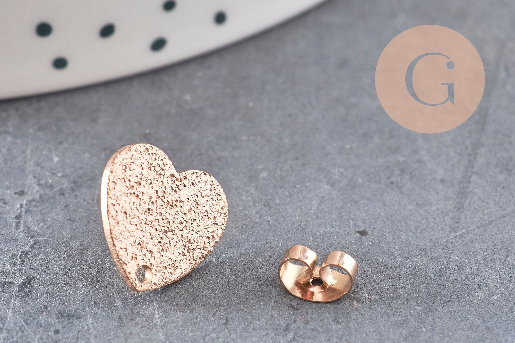 Gingerlily Apprêts G10953 clous coeur or rose 13mm paire