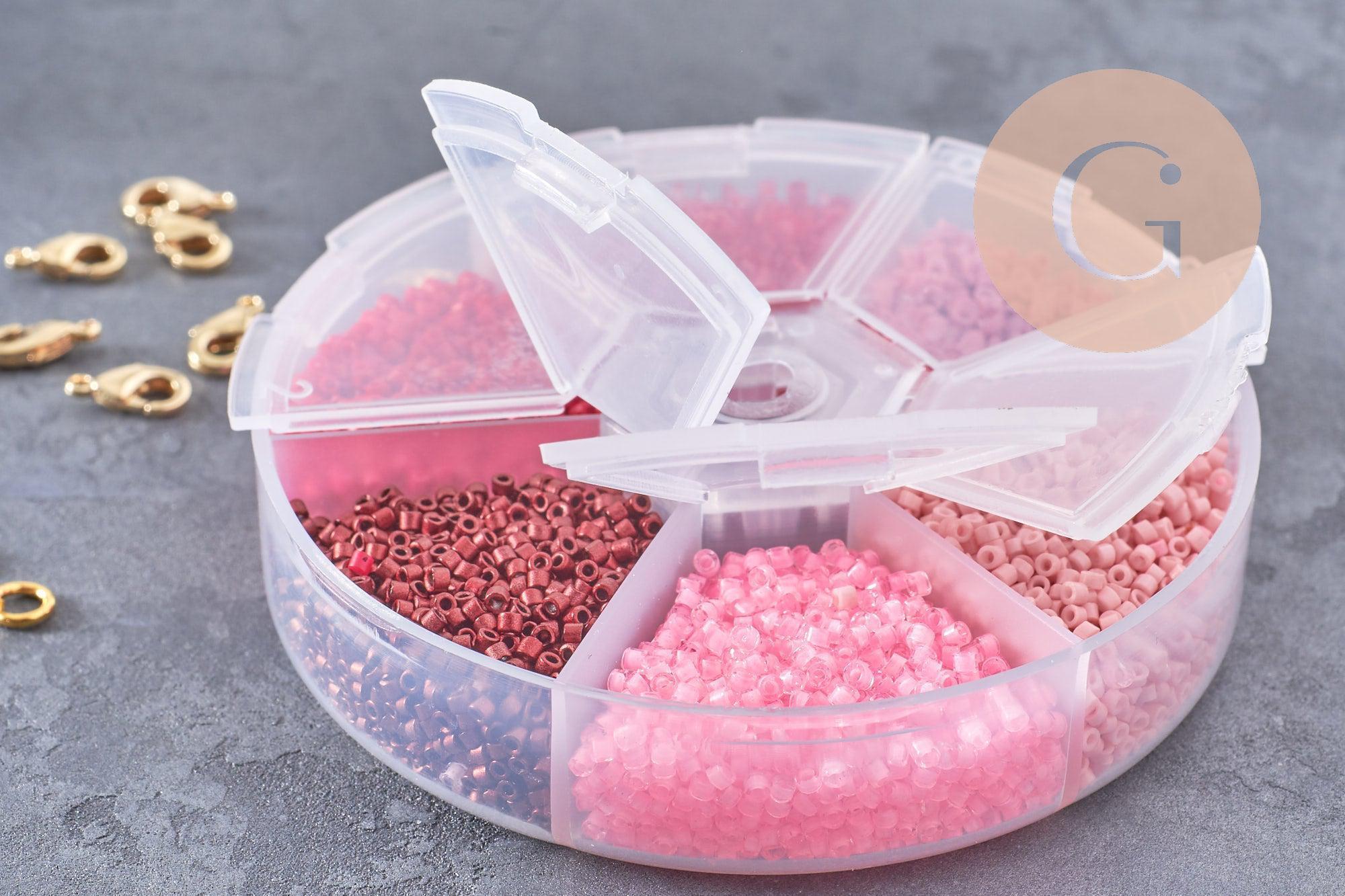 Gingerlily G9189 kit perles rocaille tube verre mix rose