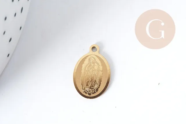 Gingerlily Marie G8993 breloque ovale acier doré 16mm x1