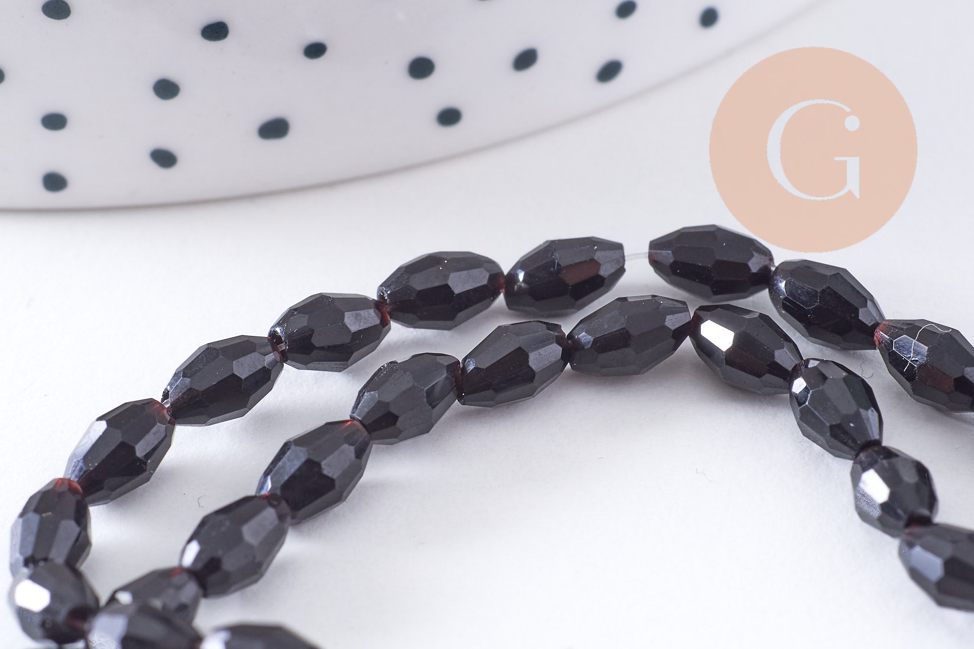 Gingerlily Perles pour bijoux DIY ovale G10628 verre noir 6x4mm fil