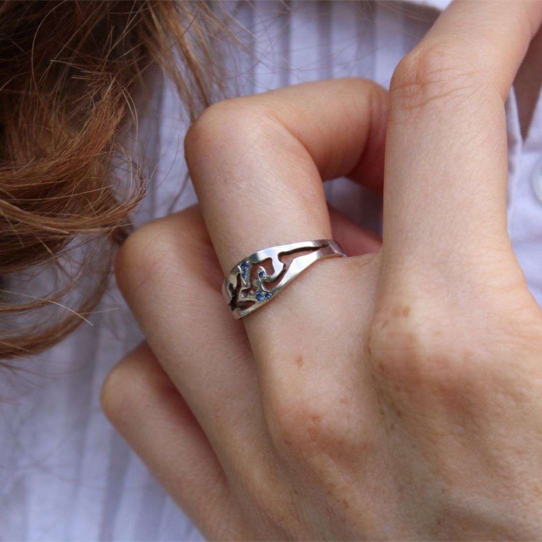 Kajika Mélie bague argent 925 5 saphirs bleus