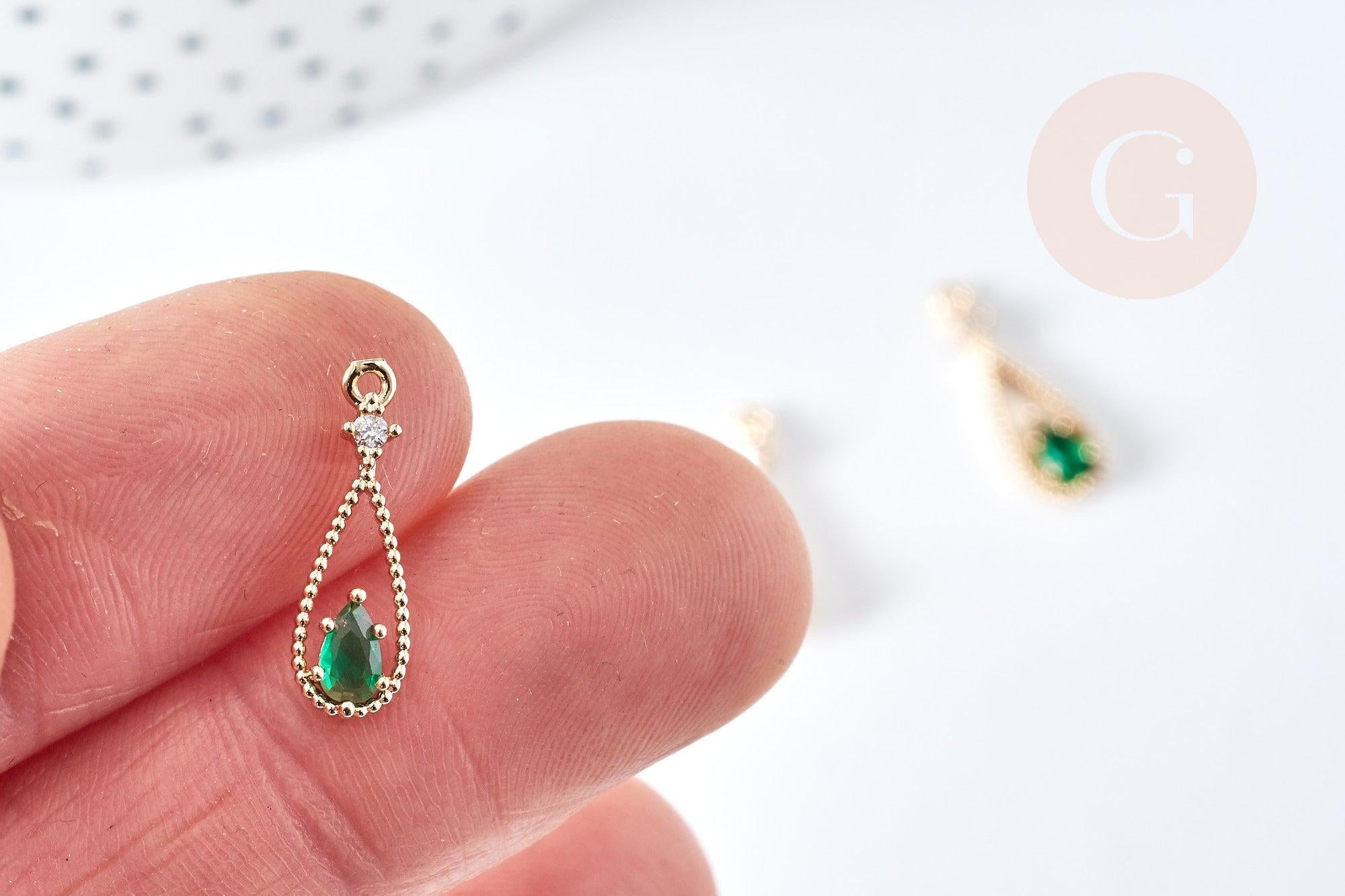 Gingerlily Pendentifs DIY pendentif goutte G8436 zircon vert 17,5mm