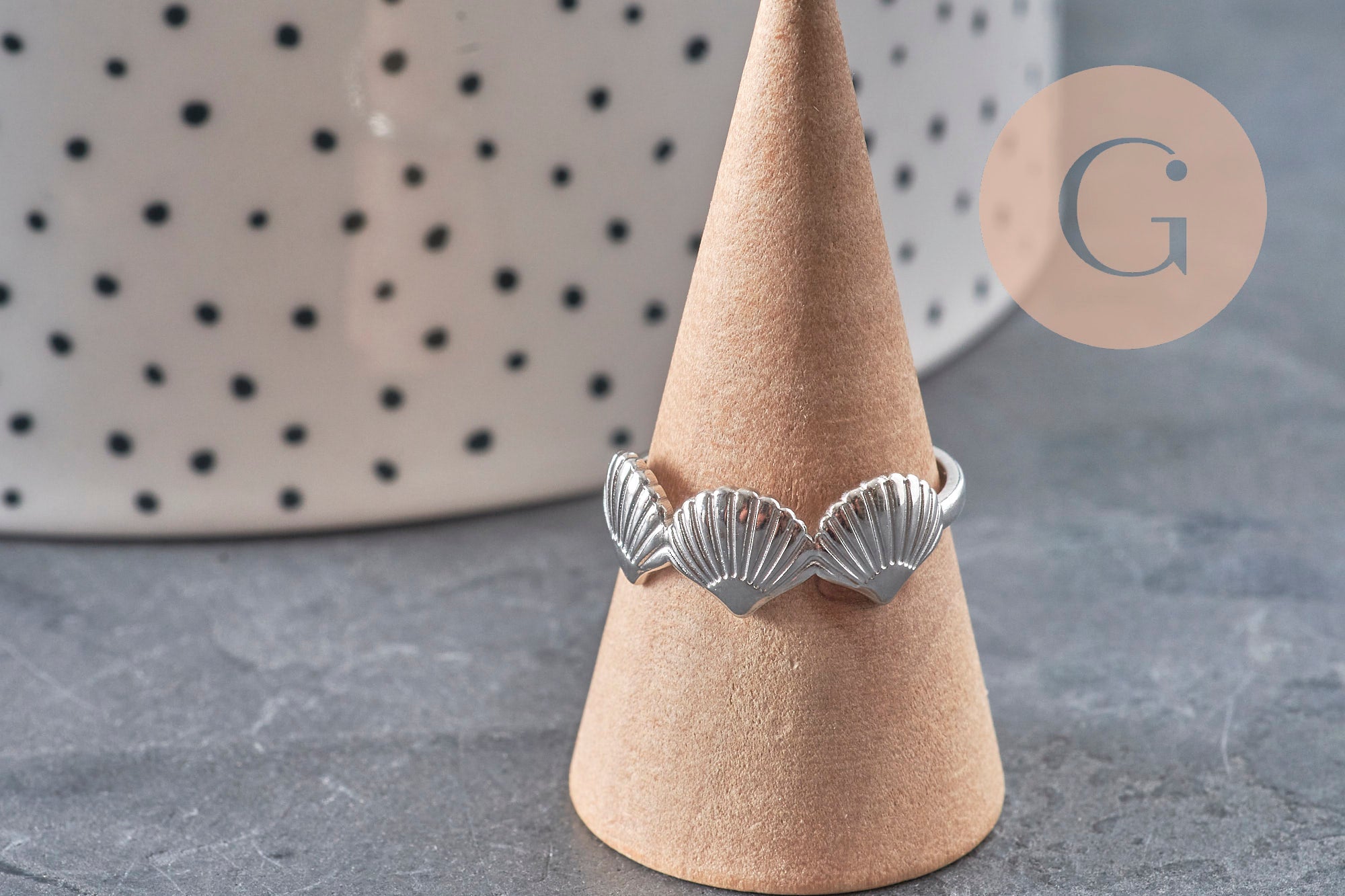 Gingerlily Bague réglable coquillages acier G11151