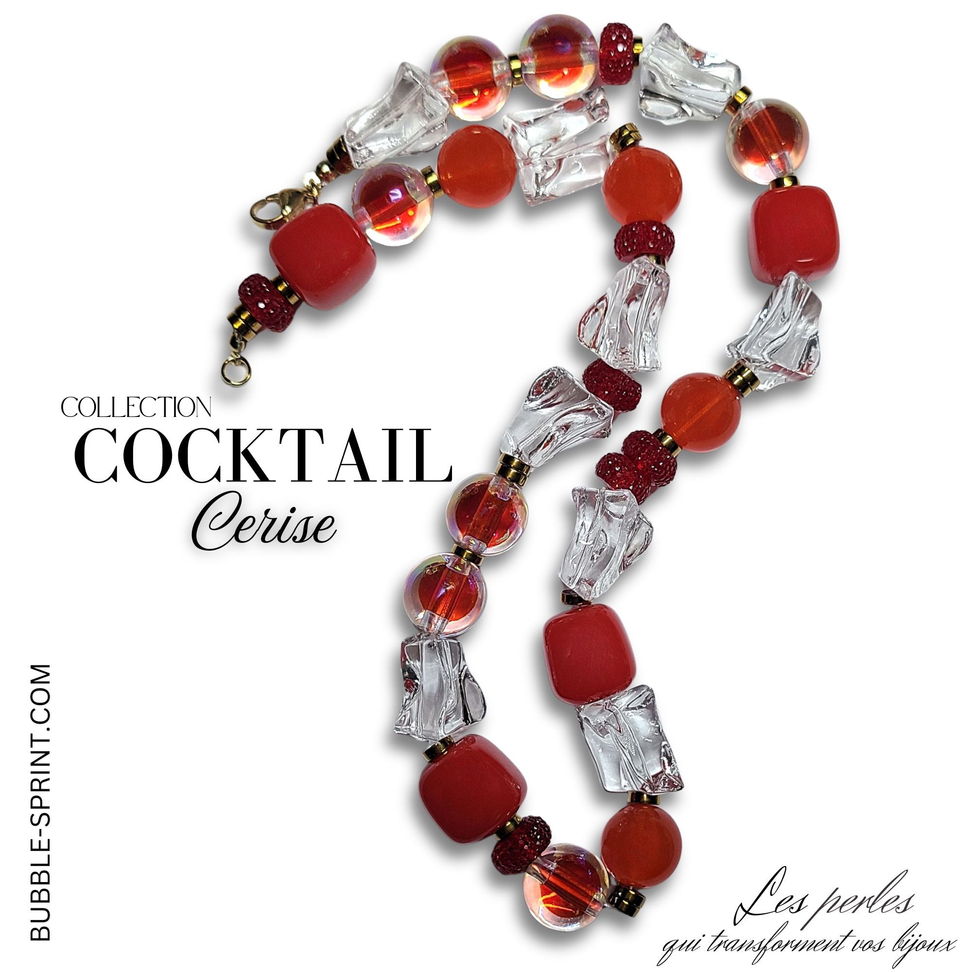 ARTSHOP Cocktail Saveur Cerise collier monté 52 cm