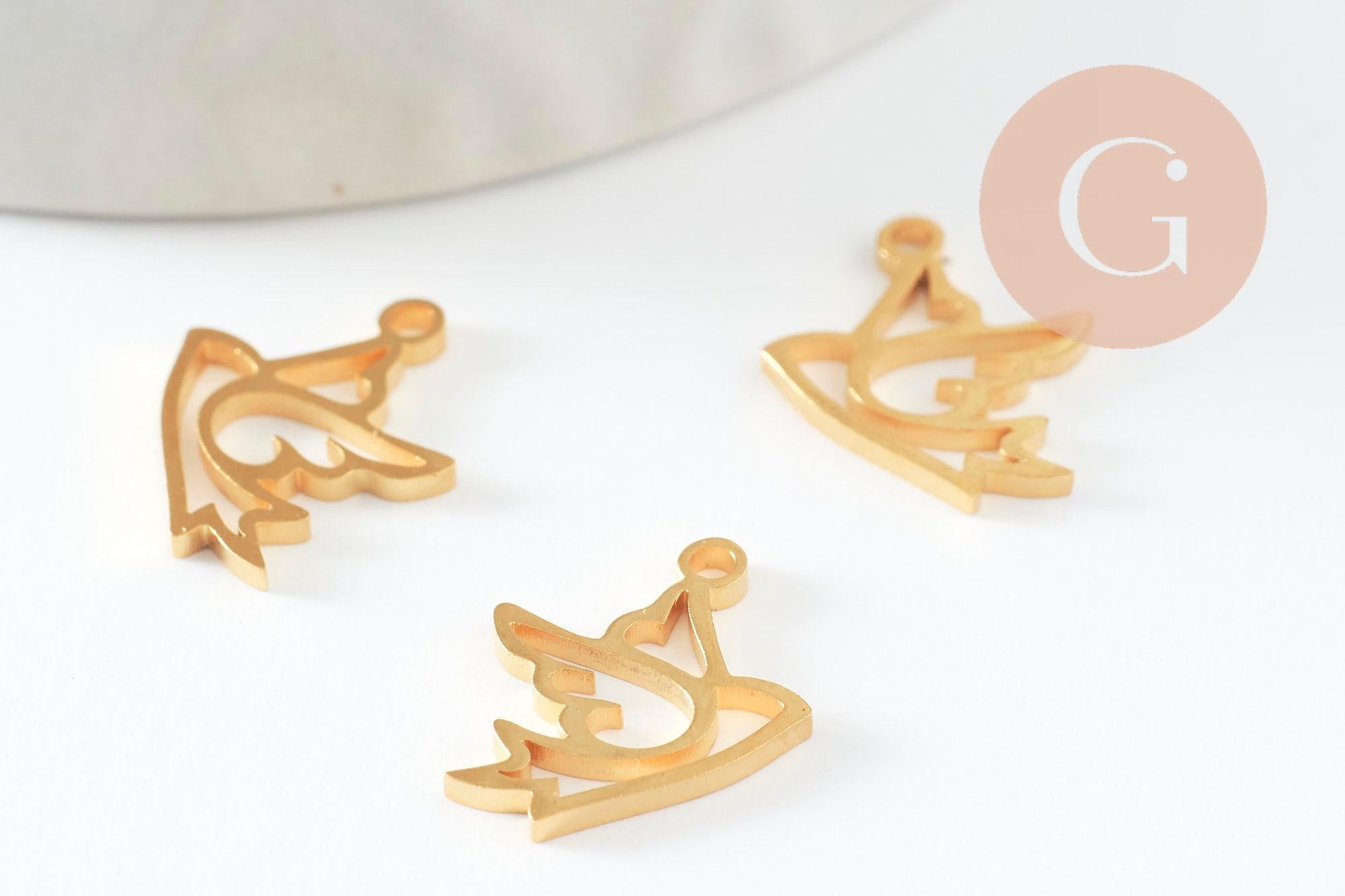 Gingerlily Colombe pendentif oiseau acier doré 14mm unité