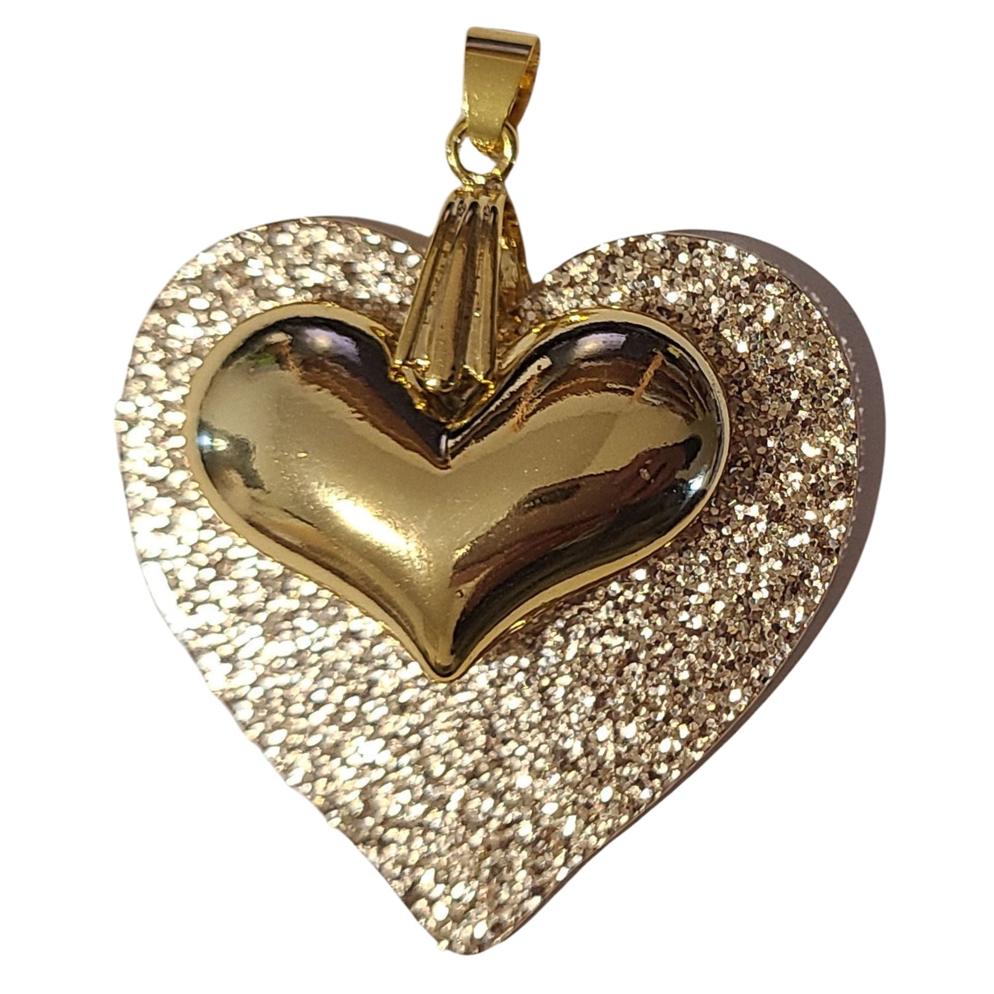 ARTSHOP Pendentifs Cœur Glitter doré breloque résine x1