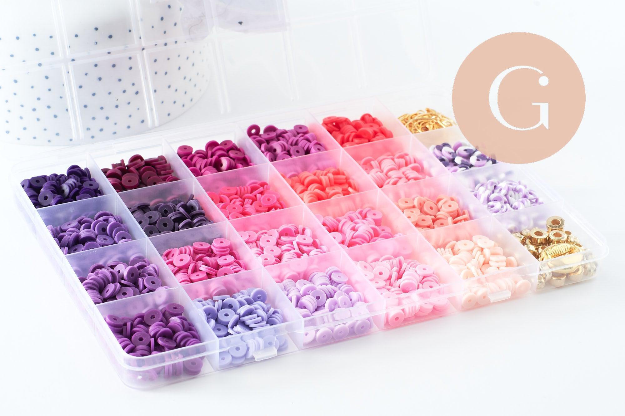 Gingerlily Perles Kit heishi violet rose G9788 perles + fil 10 m