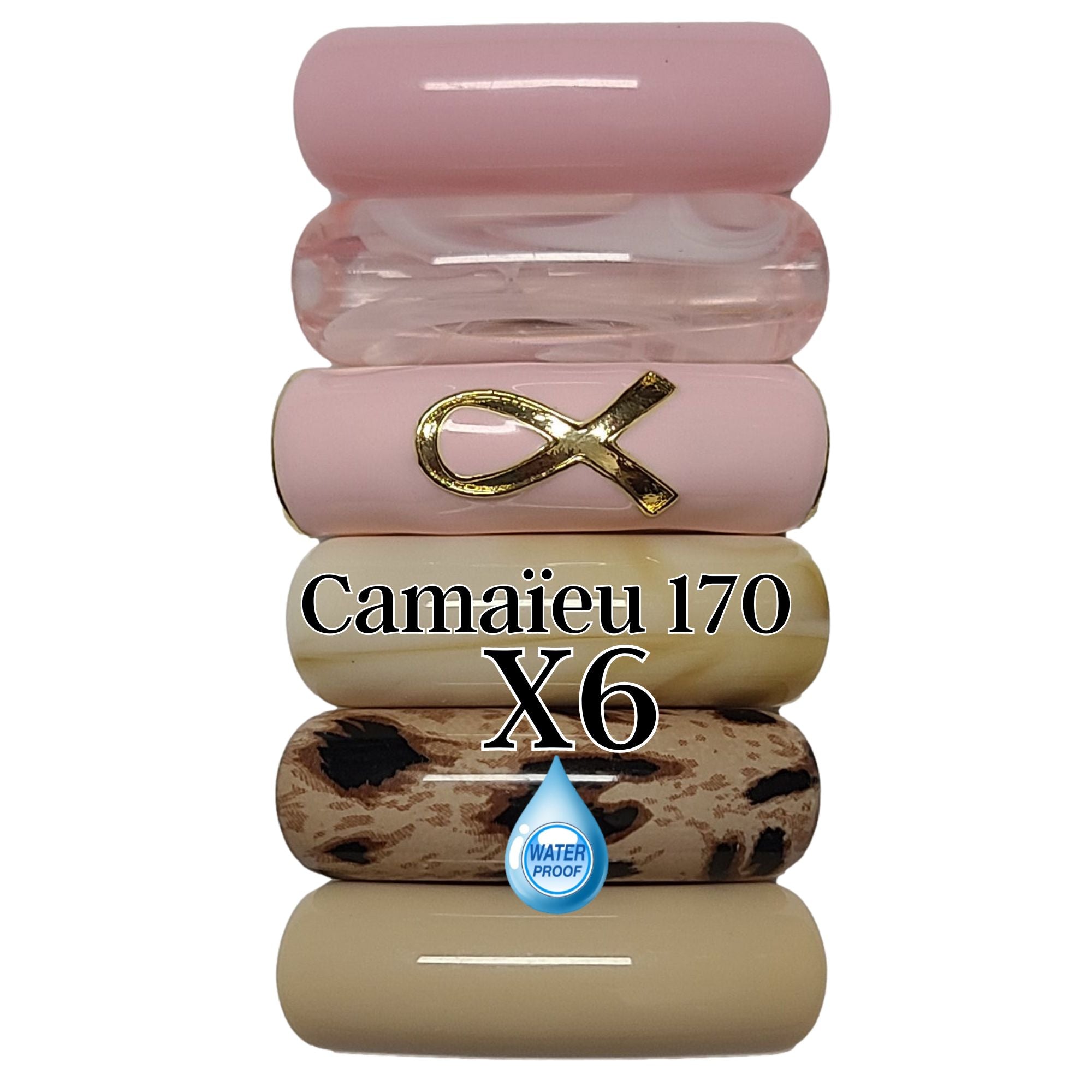 ARTSHOP Camaieux 170 lot 6 perles tubes ruban rose
