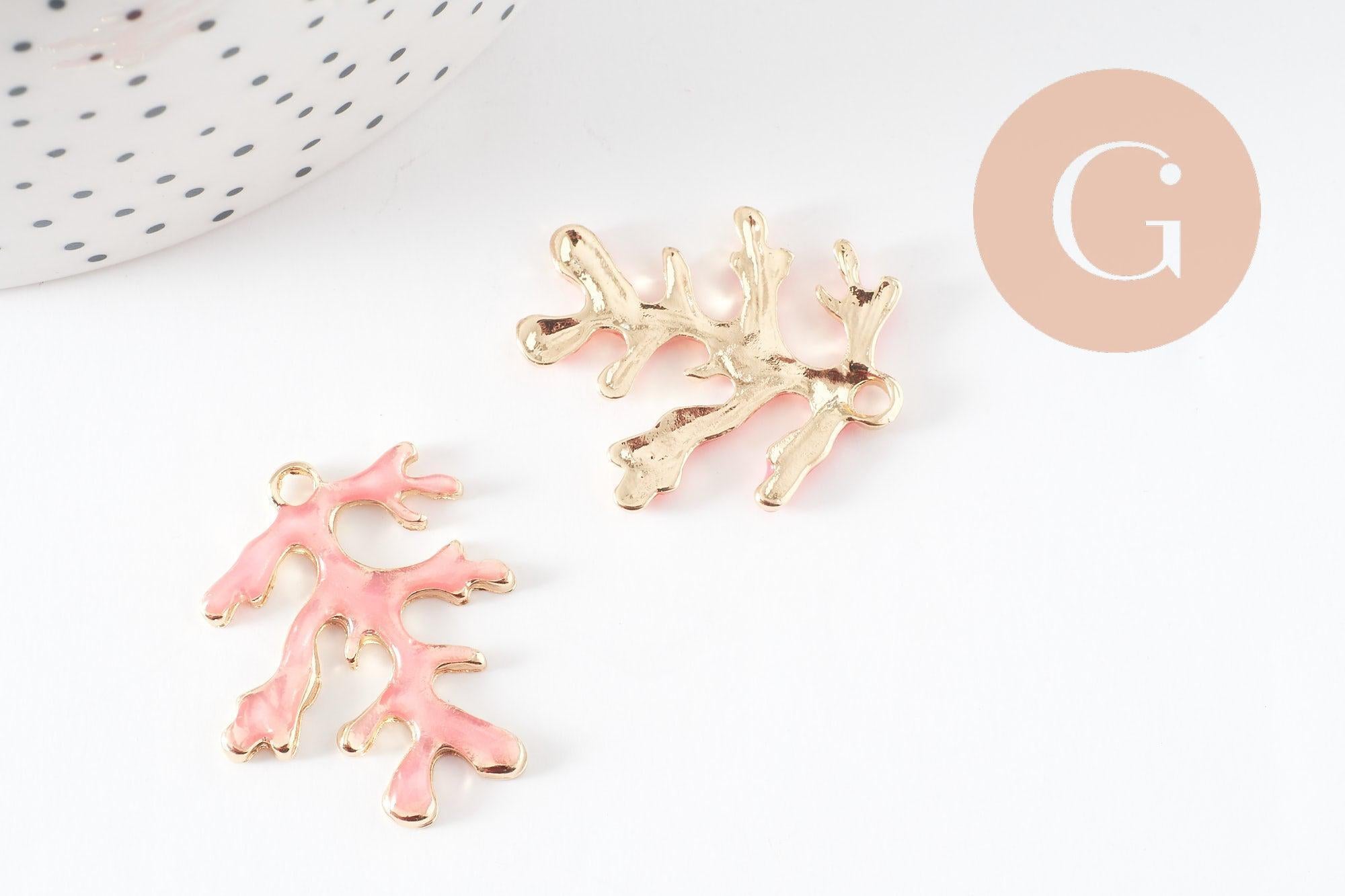Gingerlily Pendentifs branche corail G9690 30mm doré rose