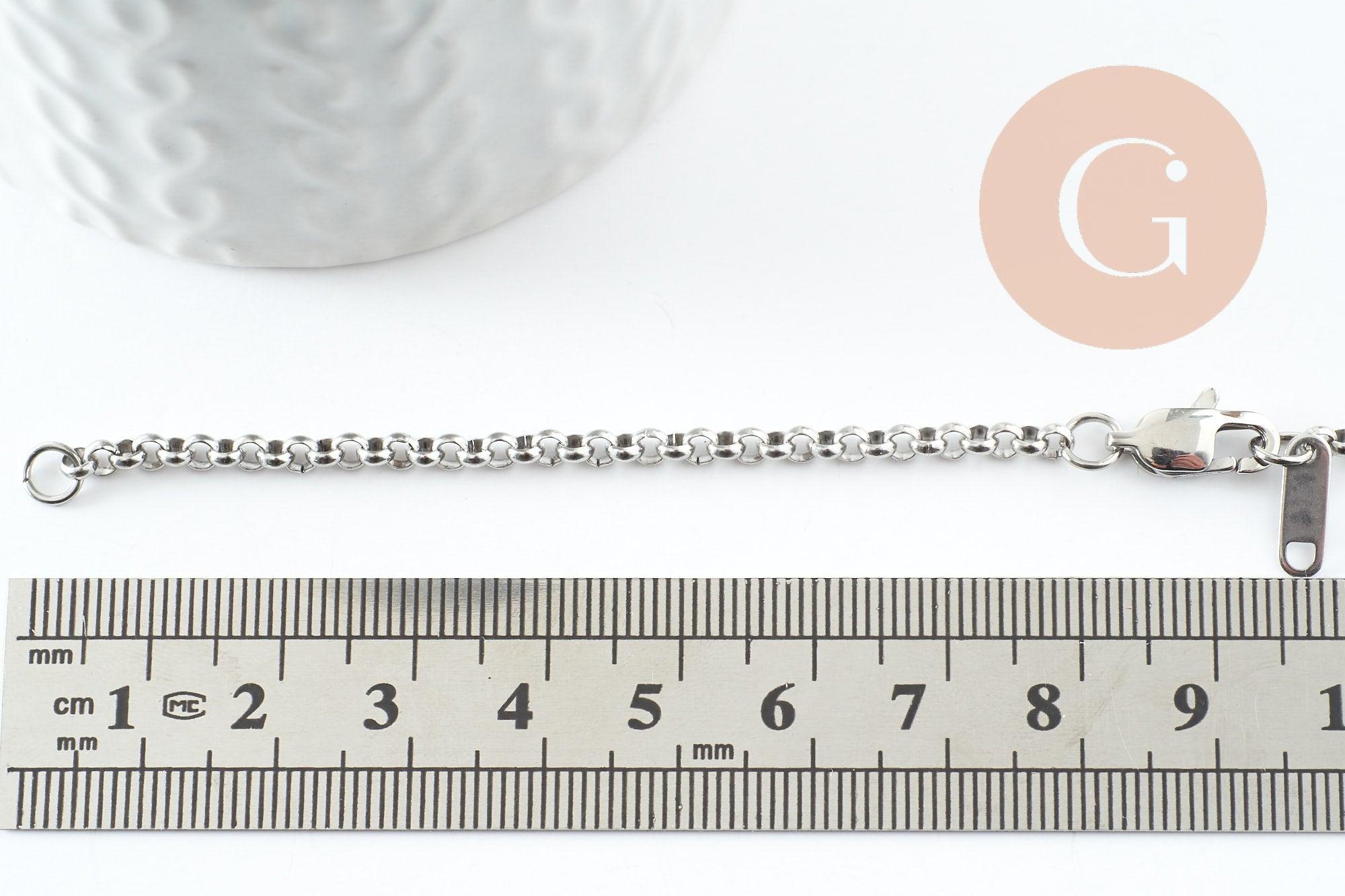 Gingerlily Apprêts Base Bracelet Chaîne Rolo Acier Platine 3mm x1