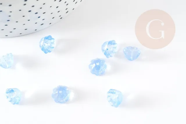Gingerlily Perle fleur verre bleu ciel 11mm x10